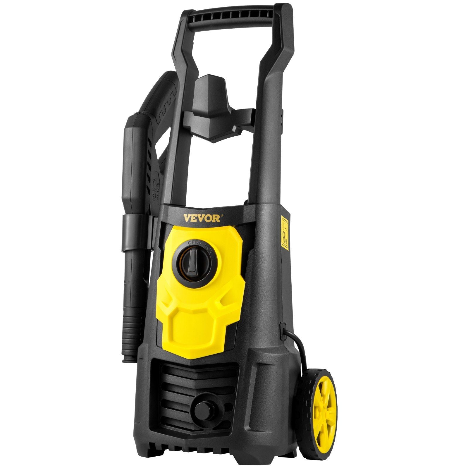 High-Pressure Electric Washer with rolling hose and foam cannon for effective cleaning